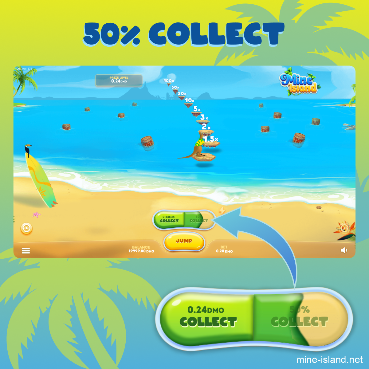 Mine Island half collect feature