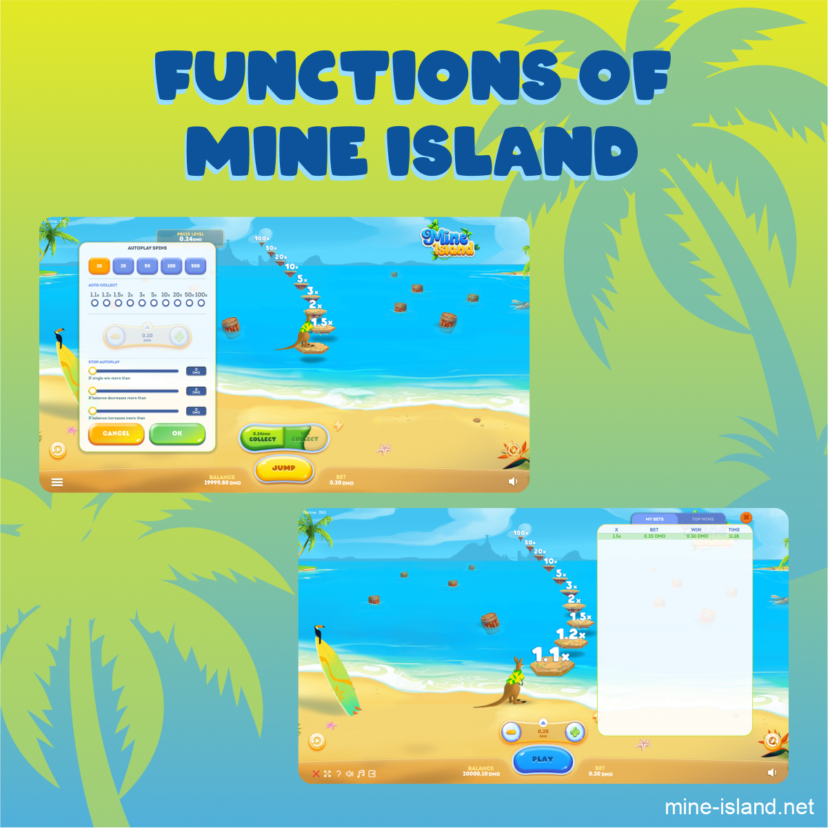 Mine Island functions and features