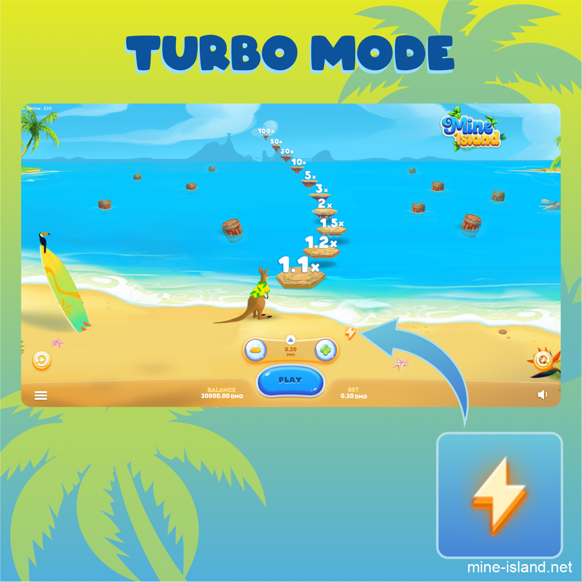 Mine Island turbo mode play